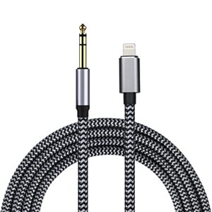 lightning to 6.35mm 1/4 inch trs audio stereo cable for iphone 12/11/x/xs/xr/8/7/ipad/ipod, amplifier, speaker, headphone, mixing console 10 feet