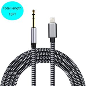 Lightning to 6.35mm 1/4 inch TRS Audio Stereo Cable for iPhone 12/11/X/XS/XR/8/7/iPad/iPod, Amplifier, Speaker, Headphone, Mixing Console 10 Feet