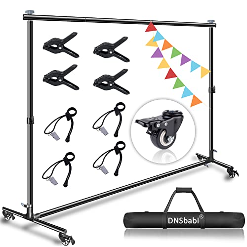 10 * 7ft Backdrop Stand with Universal Pulley, Heavy-Duty Adjustable Background Stand, Backdrop Support System for Photo Photography Parties