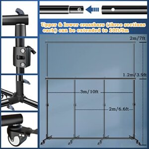 10 * 7ft Backdrop Stand with Universal Pulley, Heavy-Duty Adjustable Background Stand, Backdrop Support System for Photo Photography Parties