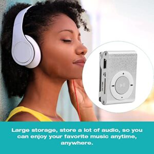 Zopsc-1 Lightweight Back Clip Mp3 Player,Portable Mini Player Backclip Mp3 Lossless Sound Music Player for Running Sports Home Office Outdoor Silver