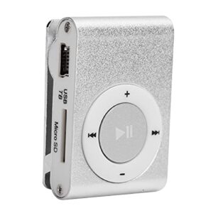 Zopsc-1 Lightweight Back Clip Mp3 Player,Portable Mini Player Backclip Mp3 Lossless Sound Music Player for Running Sports Home Office Outdoor Silver