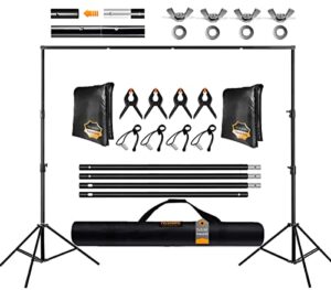 photo backdrop stand kit, backdrop stand for parties 6.5x10ft adjustable studio photo & video support system background support stand with sandbag for photography, birthday, portrait, wedding