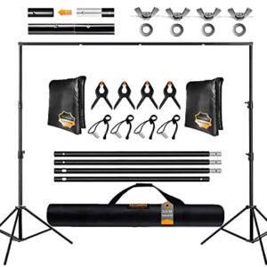 Photo Backdrop Stand Kit, Backdrop Stand for Parties 6.5x10ft Adjustable Studio Photo & Video Support System Background Support Stand with Sandbag for Photography, Birthday, Portrait, Wedding