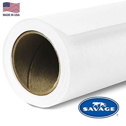 Savage Seamless Paper Photography Backdrop - Color #66 Pure White, Size 86 Inches Wide x 36 Feet Long, Backdrop for YouTube Videos, Streaming, Interviews and Portraits - Made in USA