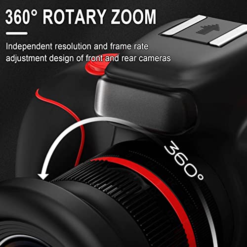 2023 New Upgrade Digital SLR Camera Ultra-high Definition Lens Camera Front and Rear Dual Camera,360 ° Rotary Zoom/4k Clear View/time-Lapse Video Recording/Regular Timing, Gifts for Kids