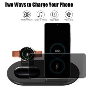 Wireless Charger for Samsung S22, 3 in 1 Samsung Charging Station for Samsung Galaxy Z Fold 4/Z Flip 4/Z Flip 3/S22/S21, Galaxy Watch Charger for Galaxy Watch 4 3/Active 1 2, Galaxy Buds 2 Pro (Black)