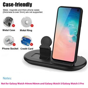 Wireless Charger for Samsung S22, 3 in 1 Samsung Charging Station for Samsung Galaxy Z Fold 4/Z Flip 4/Z Flip 3/S22/S21, Galaxy Watch Charger for Galaxy Watch 4 3/Active 1 2, Galaxy Buds 2 Pro (Black)