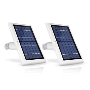 wasserstein solar panel compatible with ring spotlight cam plus/pro/battery, and ring stick up cam battery – includes barrel plug with usb c adapter – 2w 5v charging (2 pack, white)