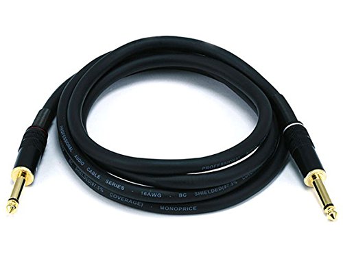 Monoprice Premier Series 1/4 Inch (TS) Male to Male Audio Cable Cord - 6 Feet- Black 16AWG (Gold Plated)