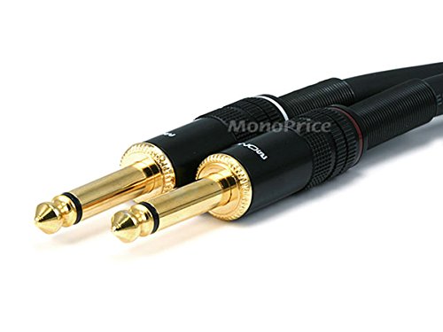 Monoprice Premier Series 1/4 Inch (TS) Male to Male Audio Cable Cord - 6 Feet- Black 16AWG (Gold Plated)