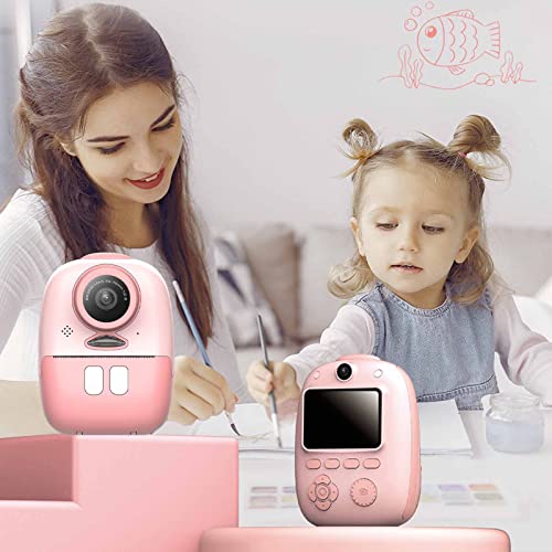 Children's Instant Print Camera, 26MP Digital Camera for Kids Aged 3-14 Ink Free Printing 1080P Video Camera with 32GB SD Card,Color Pens,Print Papers