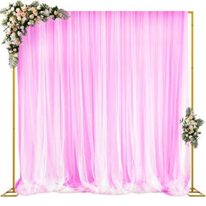 Wokceer 10x10 FT Backdrop Stand Heavy Duty Pipe and Drape Kit, Adjustable Gold Backdrop Stand for Wedding Birthday Party Photography Photo Booth Background Christmas Decoration