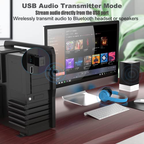 Isobel USB Bluetooth 5.0 Transmitter with Digital Optical Input, Low Latency Wireless Audio Adapter Bluetooth Aux Adapter for TV PC Switch / PS / Xbox Console, 2 Devices Simultaneously