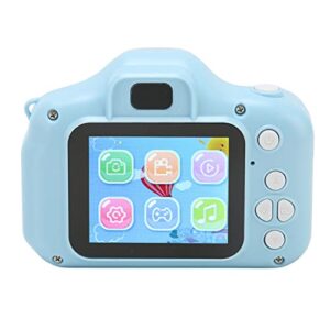 kids selfie camera, multi modes filter front rear 8mp eyeshield big screen christmas birthday festival gift for children, with lanyard 32g memory card, blue