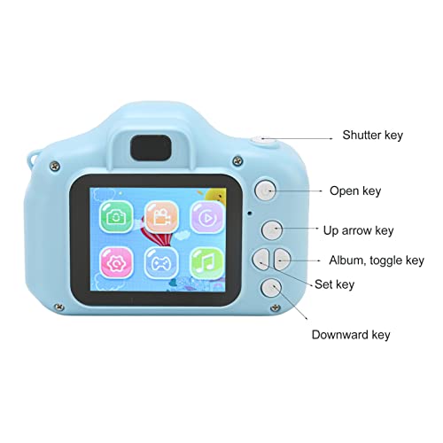 Kids Selfie Camera, Multi Modes Filter Front Rear 8MP Eyeshield Big Screen Christmas Birthday Festival Gift for Children, with Lanyard 32G Memory Card, Blue