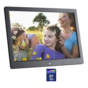 10 Inch Screen LED Backlight HD 1024 * 600 Digital Photo Frame Electronic Album Picture Music Movie Full Function (Color : Black with 32gb, Size : US Plug)