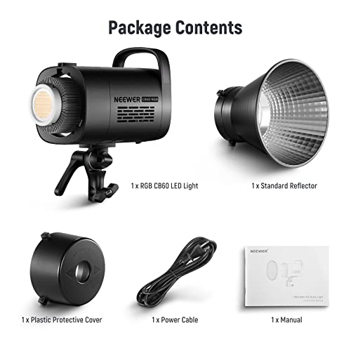 NEEWER LED Video Light Bowens Mount RGB CB60 70W, RGB Full Color 18000 Lux@1m CCT 2700K~6500K CRI 97+ 17 Lighting Scenes App Control Continuous Lighting for Photography, Studio Video Lighting