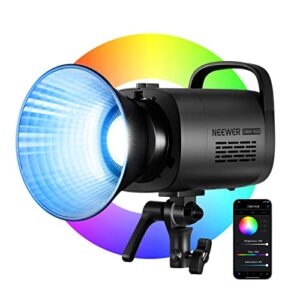 neewer led video light bowens mount rgb cb60 70w, rgb full color 18000 lux@1m cct 2700k~6500k cri 97+ 17 lighting scenes app control continuous lighting for photography, studio video lighting