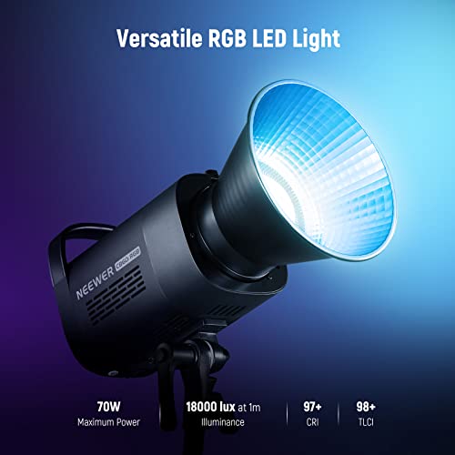 NEEWER LED Video Light Bowens Mount RGB CB60 70W, RGB Full Color 18000 Lux@1m CCT 2700K~6500K CRI 97+ 17 Lighting Scenes App Control Continuous Lighting for Photography, Studio Video Lighting