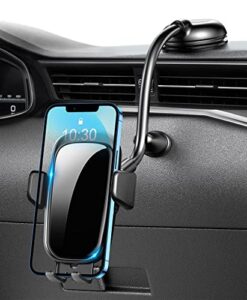 cezuly phone mount for car [anti-shake stabilizer], 7.5″ gooseneck windshield & dashboard car phone holder mount, [strong suction cup] long arm cell phone holder car compatible with 4-7″ phones