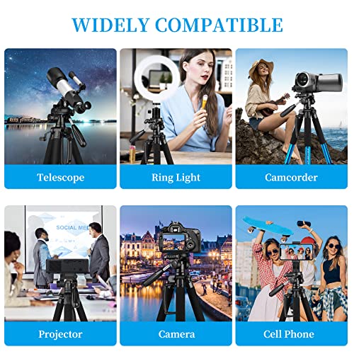 Tripod Camera Tripods, 74" Tripod for Camera Cell Phone Video Photography, Heavy Duty Tall Camera Stand Tripod, Professional Travel DSLR Tripods Compatible with Canon Nikon iPhone, Max Load 15 LB