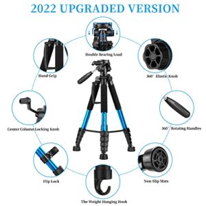 Tripod Camera Tripods, 74" Tripod for Camera Cell Phone Video Photography, Heavy Duty Tall Camera Stand Tripod, Professional Travel DSLR Tripods Compatible with Canon Nikon iPhone, Max Load 15 LB