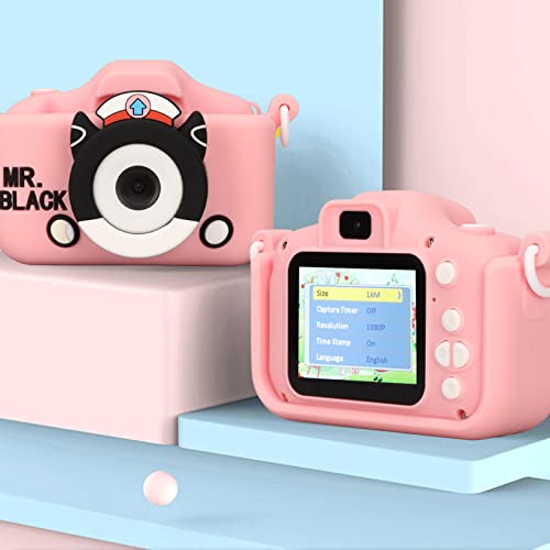 Childrens Digital Camera, Lightweight, 28 Fun Photo Frames, Childrens Camera, 2 HD Screen, MP3 to Stimulate Babys Imagination (with 32G Memory Card with Card Reader)