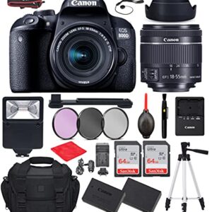 Camera Bundle for Canon EOS 800D (T7i) DSLR Camera with EF-S 18-55mm f/4-5.6 is STM Lens Bundle, Starter Kit + Accessories (Extra Battery, Digital Slave Flash, 128Gb Memory, 50" Tripod and More)