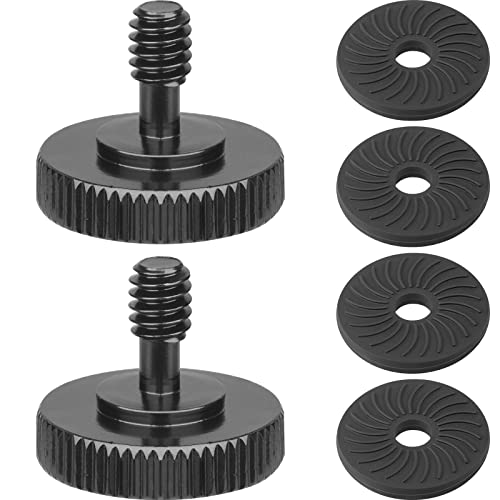 2 Packs Thumb Screw Camera Quick Release Adapter with 4 Packs Rubber Washers,1/4 Male to 1/4 Female Thread Thumbscrew L Bracket Mount Tripod Screw Rubber Pads for Camera Mounting Plate Flash Bracket