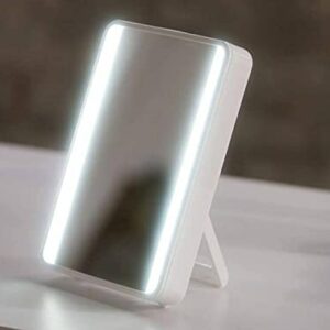 iHome Portable Vanity Mirror with Bluetooth Audio, LED Lighting, and Includes a Micro Fiber Cleaning Cloth