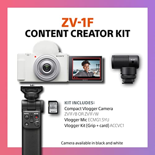 Sony ZV-1F Vlog Camera for Content Creators and Vloggers with Vlogger Accessory Kit, Small and Vlogger Shotgun Microphone ECM-G1