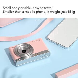 Digital Camera for Kids Boys Girls, 50MP 2.88in IPS Full HD 4K Rechargeable Electronic Mini Camera Supports 32GB SD Card, Mirrorless AF Autofocus 16X Zoom Vlogging Camera for Students Teens(Pink)