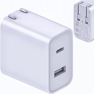 usb c dual port wall charger, mi 33w soniccharge high speed charger, 2 output ports: usb type-c and usb-a, foldable plug, portable & compatible with samsung galaxy series z fold switch