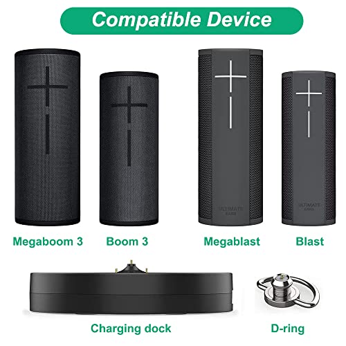 Power Up Charging Dock Copatible with Ultimate Ears UE Boom 3/Megaboom 3, Charger Stand Station with Extra 5V1A USB Port, 3.3ft USB Cable (Black)