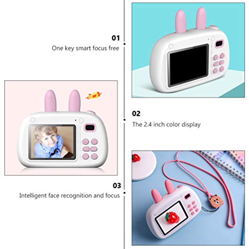 SOLUSTRE Girl Toys Rabbit Shaped Kid Camera 1080P Children Digital Camera 2.4 inch Screen Dual Lens Video Recorder Gift for Kids Kids Toys