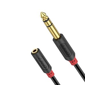 j&d 3.5mm to 1/4 headphone adapter cable, gold plated audiowave series 3.5mm 1/8 inch female trs to 6.35mm 1/4 inch male trs pvc shelled stereo audio cable for mixer guitar piano amplifier speaker
