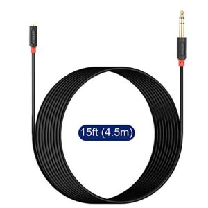 J&D 3.5mm to 1/4 Headphone Adapter Cable, Gold Plated Audiowave Series 3.5mm 1/8 inch Female TRS to 6.35mm 1/4 inch Male TRS PVC Shelled Stereo Audio Cable for Mixer Guitar Piano Amplifier Speaker