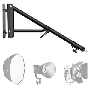 emart wall mounting triangle boom arm for photography ring light strobe lighting softbox reflector umbrella monolight, max length 51.2 inches/130cm, support 180 degree rotation (black)