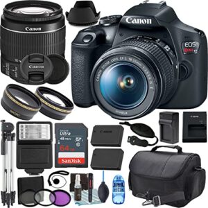 camera bundle for canon eos rebel t7 with ef-s 18-55 mm f/3.5-5.6 is ii + accessories bundle (64gb, 50in tripod, extra battery, and more)