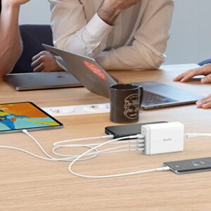 SooPii 40W USB Charging Station,4 Port USB Charger Station with One Port QC 3.0 for Multiple Devices,4 Mixed Charging Cables Included,Compatible with iPhone 14,IPad,Samsung Galaxy,Note,LG and More