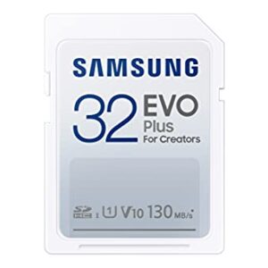 SAMSUNG EVO Plus Full Size 32 GB SDHC Card 130MB/s Full HD & 4K UHD, UHS-I, U1, V10 (MB-SC32K/AM)