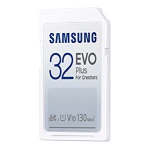 SAMSUNG EVO Plus Full Size 32 GB SDHC Card 130MB/s Full HD & 4K UHD, UHS-I, U1, V10 (MB-SC32K/AM)