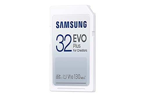 SAMSUNG EVO Plus Full Size 32 GB SDHC Card 130MB/s Full HD & 4K UHD, UHS-I, U1, V10 (MB-SC32K/AM)