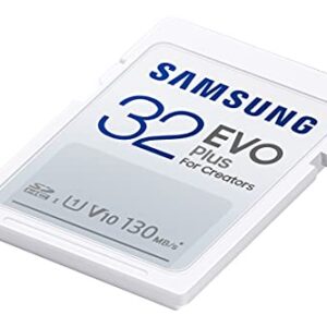 SAMSUNG EVO Plus Full Size 32 GB SDHC Card 130MB/s Full HD & 4K UHD, UHS-I, U1, V10 (MB-SC32K/AM)