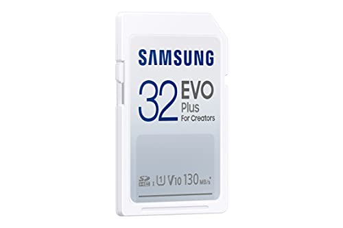 SAMSUNG EVO Plus Full Size 32 GB SDHC Card 130MB/s Full HD & 4K UHD, UHS-I, U1, V10 (MB-SC32K/AM)