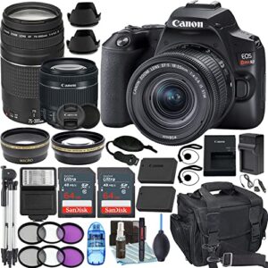 camera bundle for canon rebel sl3 with ef-s 18-55mm f/4-5.6 is stm and ef 75-300mm f/4-5.6 iii lens + accessories bundle (128gb, 50in tripod, extra battery, and more)