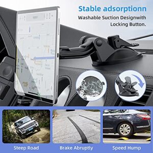 Magnetic Car Tablet Mount, Car Universal Dashboard Windshield Strength Suction Cup Car Phone Mount Holder with 360 Degree Rotating Super Strong Magnet TPU Suction Viscosity, for 4"- 10" Phones &Mounts