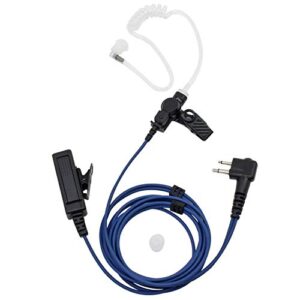 abcgoodefg 2 pin walkie talkie earpiece headset ptt mic for motorola 2 way radio cp200 cp185 cp200d gp300 cls1110 cls1410 (acoustic tube earpiece with blue line)