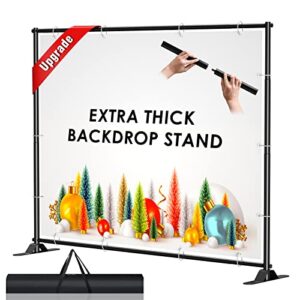aktop 4×7-8×10 ft extra thick backdrop banner stand, heavy duty adjustable step and repeat stand for parties & photography, portable trade show photo booth background with carrying bag
